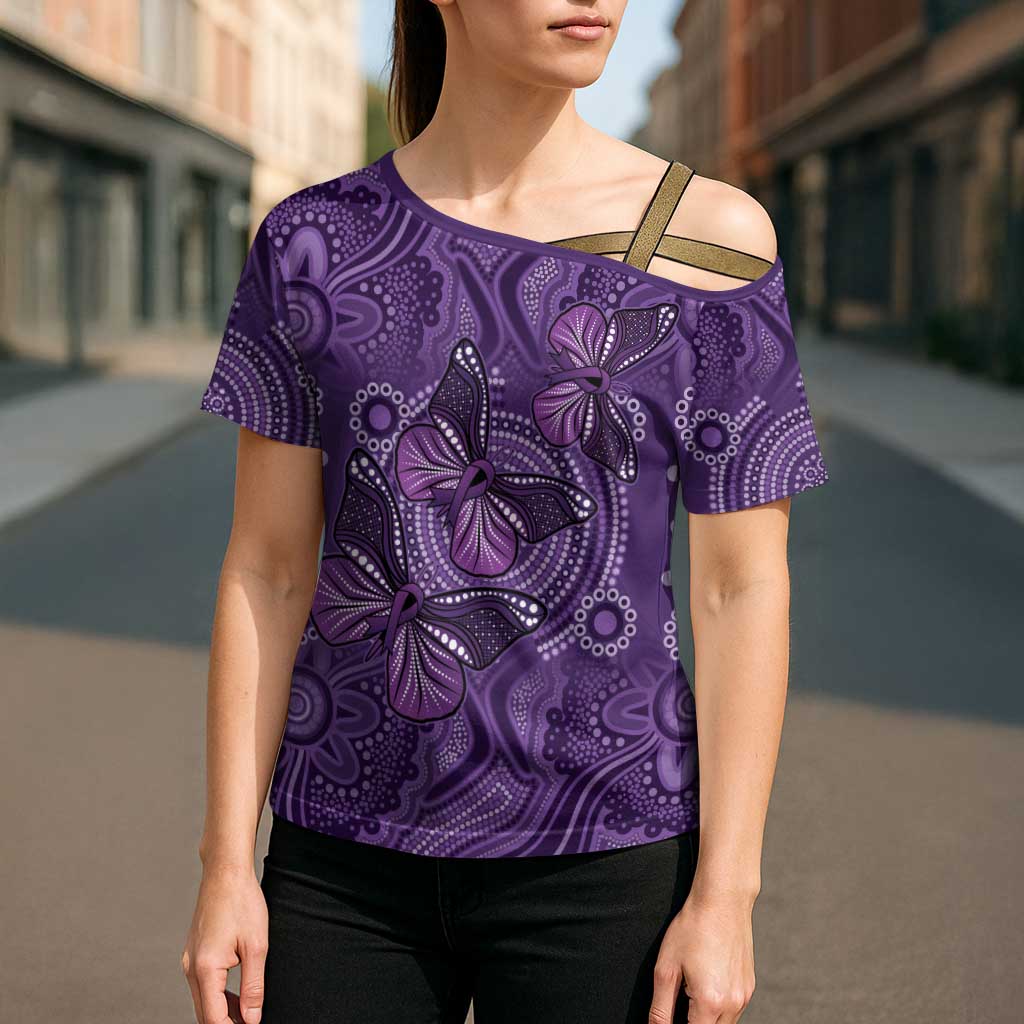 Purple Butterfly Spirit Cross Shoulder Shirt Australian Epilepsy Awareness - Aussie Hoodie
