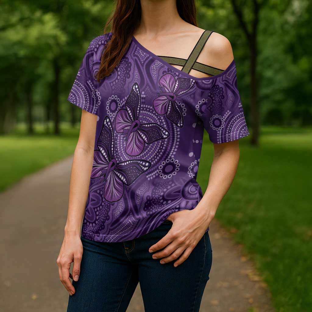Purple Butterfly Spirit Cross Shoulder Shirt Australian Epilepsy Awareness - Aussie Hoodie