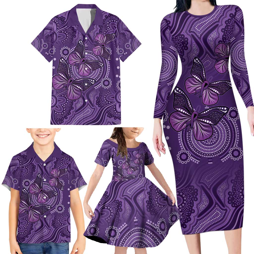 Purple Butterfly Spirit Family Matching Long Sleeve Bodycon Dress and Hawaiian Shirt Australian Epilepsy Awareness - Aussie Hoodie