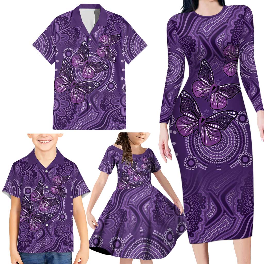 Purple Butterfly Spirit Family Matching Long Sleeve Bodycon Dress and Hawaiian Shirt Australian Epilepsy Awareness - Aussie Hoodie