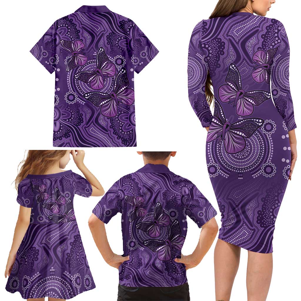 Purple Butterfly Spirit Family Matching Long Sleeve Bodycon Dress and Hawaiian Shirt Australian Epilepsy Awareness - Aussie Hoodie