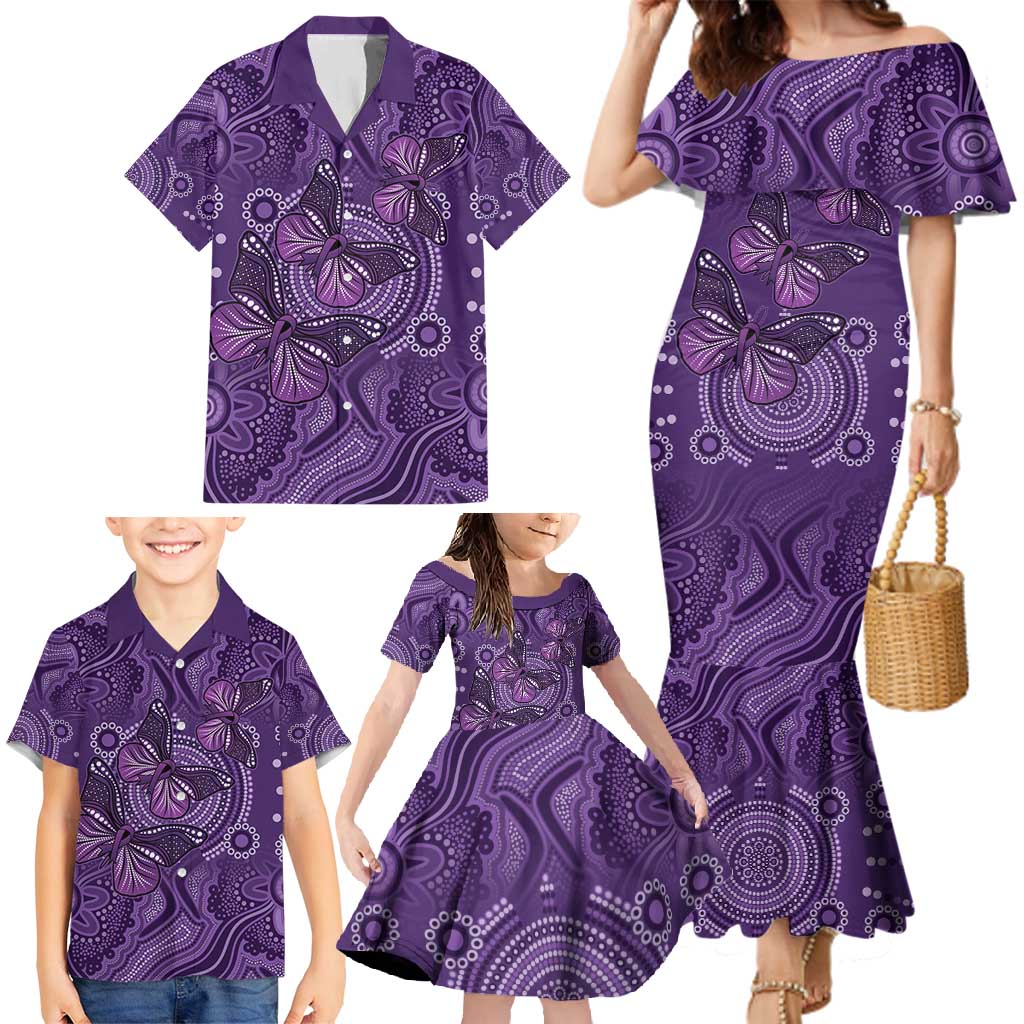 Purple Butterfly Spirit Family Matching Mermaid Dress and Hawaiian Shirt Australian Epilepsy Awareness - Aussie Hoodie