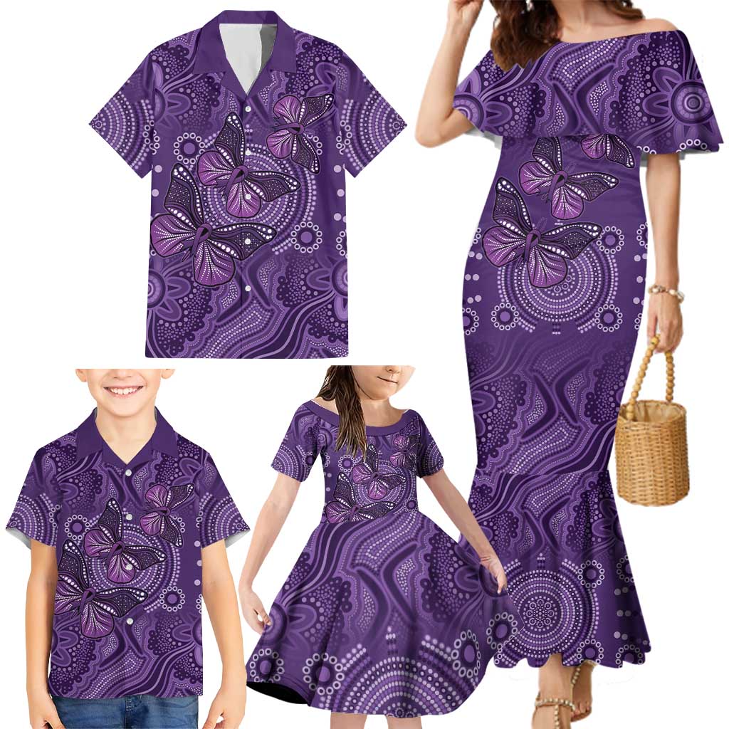 Purple Butterfly Spirit Family Matching Mermaid Dress and Hawaiian Shirt Australian Epilepsy Awareness - Aussie Hoodie