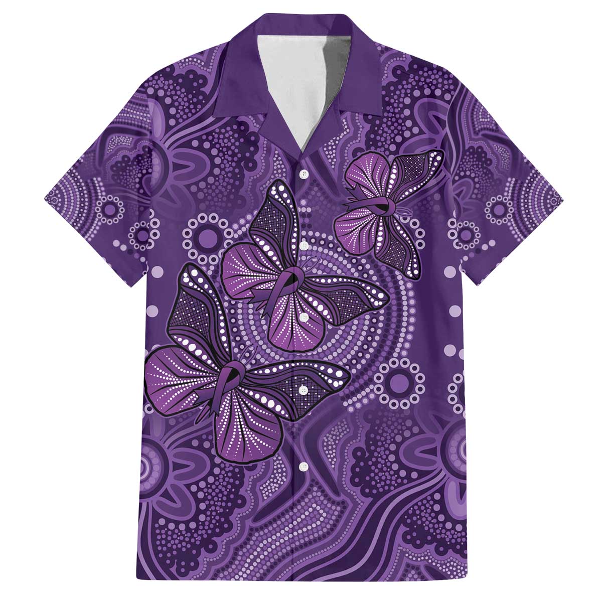 Purple Butterfly Spirit Family Matching Off The Shoulder Long Sleeve Dress and Hawaiian Shirt Australian Epilepsy Awareness - Aussie Hoodie