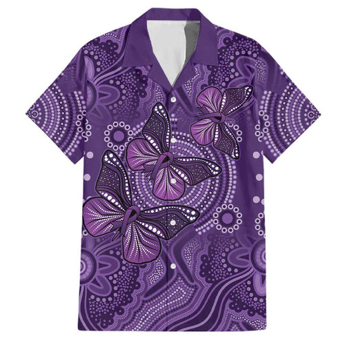Purple Butterfly Spirit Family Matching Off The Shoulder Long Sleeve Dress and Hawaiian Shirt Australian Epilepsy Awareness - Aussie Hoodie
