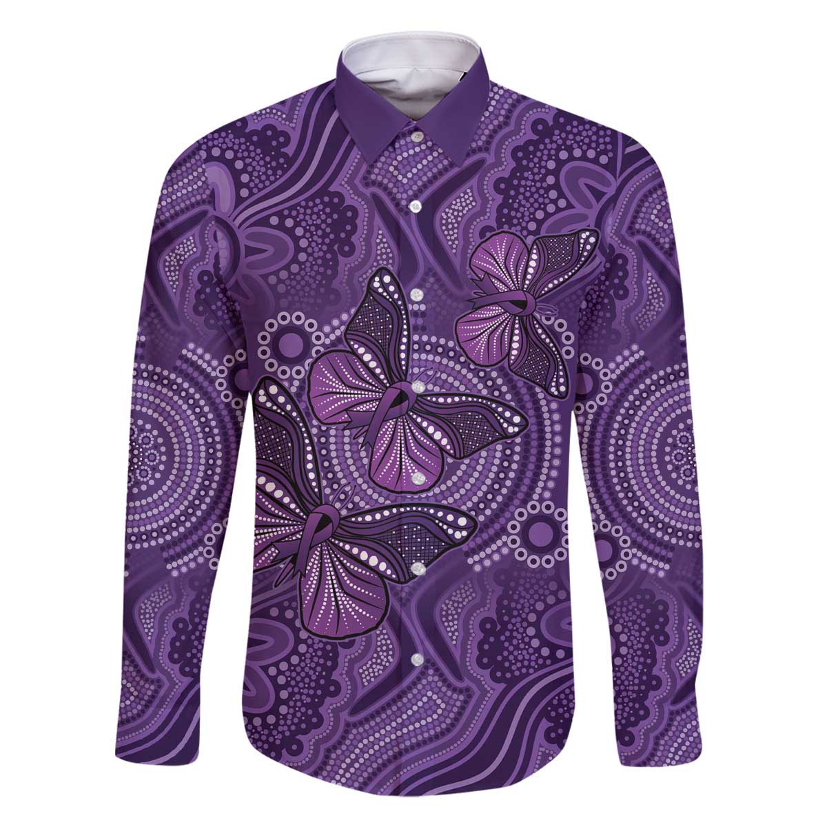 Purple Butterfly Spirit Family Matching Off The Shoulder Long Sleeve Dress and Hawaiian Shirt Australian Epilepsy Awareness - Aussie Hoodie