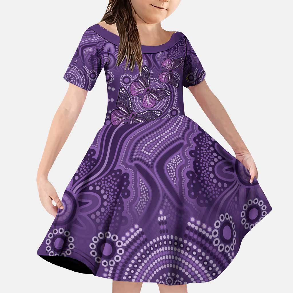 Purple Butterfly Spirit Family Matching Off Shoulder Maxi Dress and Hawaiian Shirt Australian Epilepsy Awareness - Aussie Hoodie
