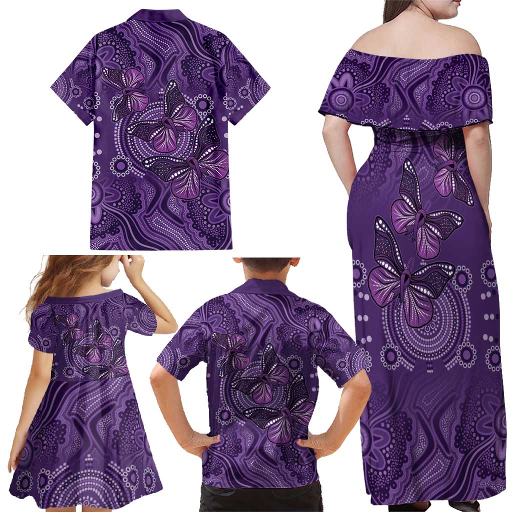 Purple Butterfly Spirit Family Matching Off Shoulder Maxi Dress and Hawaiian Shirt Australian Epilepsy Awareness - Aussie Hoodie
