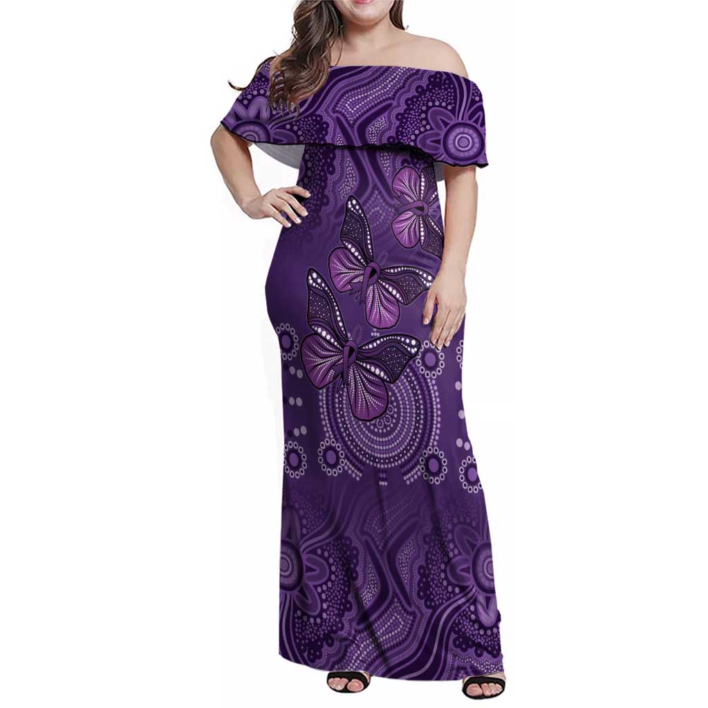 Purple Butterfly Spirit Family Matching Off Shoulder Maxi Dress and Hawaiian Shirt Australian Epilepsy Awareness - Aussie Hoodie