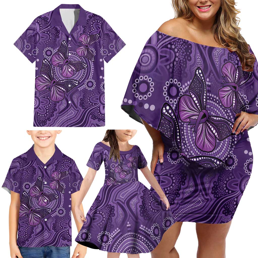 Purple Butterfly Spirit Family Matching Off Shoulder Short Dress and Hawaiian Shirt Australian Epilepsy Awareness - Aussie Hoodie