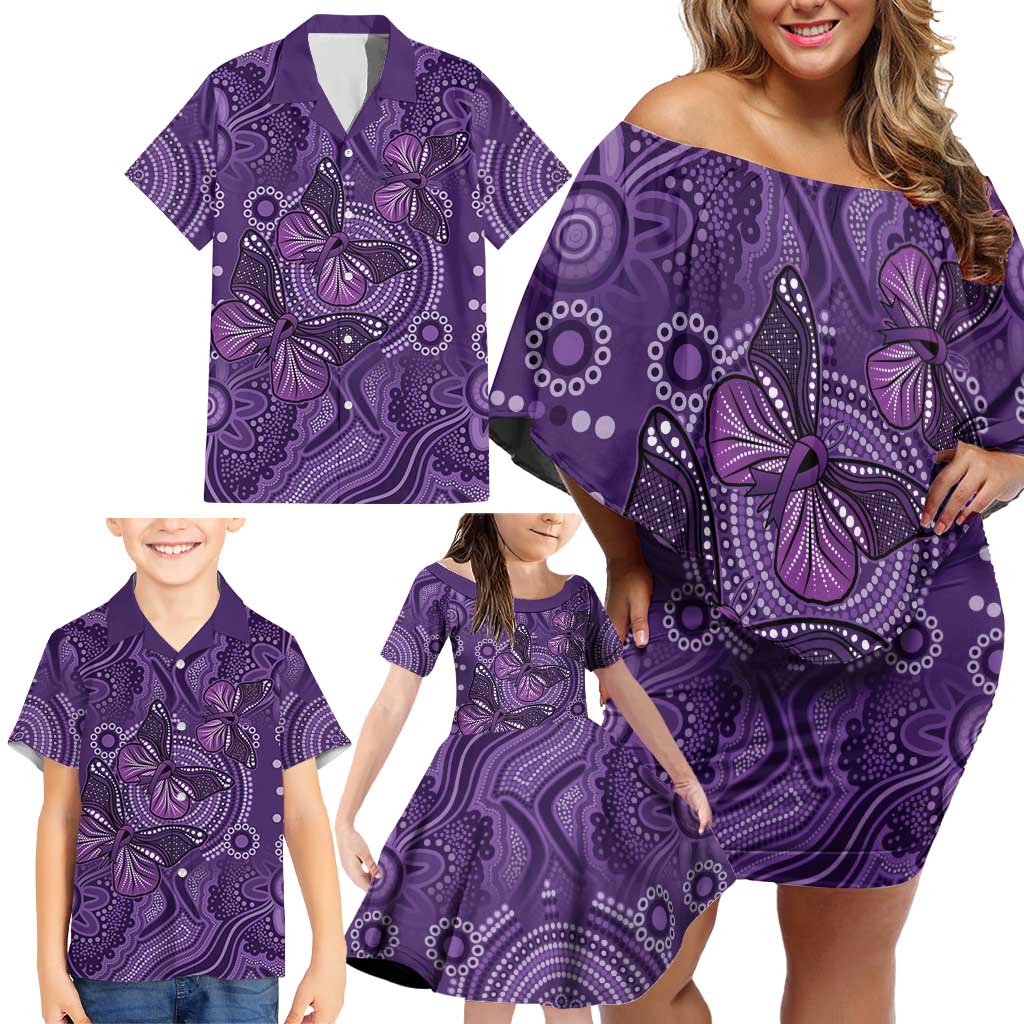 Purple Butterfly Spirit Family Matching Off Shoulder Short Dress and Hawaiian Shirt Australian Epilepsy Awareness - Aussie Hoodie