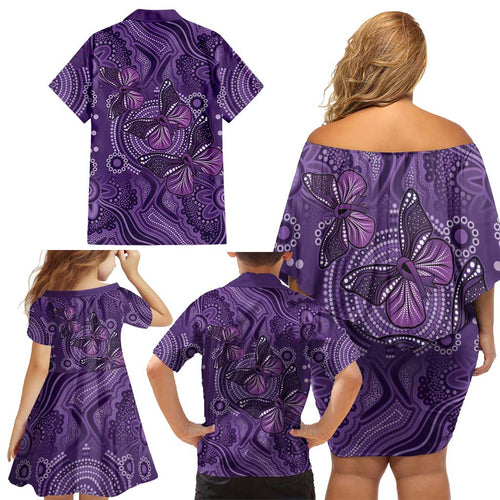 Purple Butterfly Spirit Family Matching Off Shoulder Short Dress and Hawaiian Shirt Australian Epilepsy Awareness - Aussie Hoodie