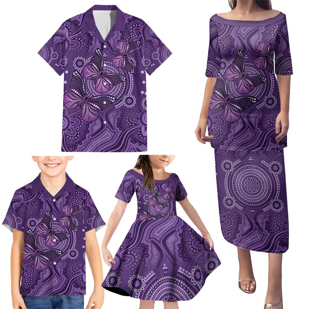 Purple Butterfly Spirit Family Matching Puletasi and Hawaiian Shirt Australian Epilepsy Awareness - Aussie Hoodie