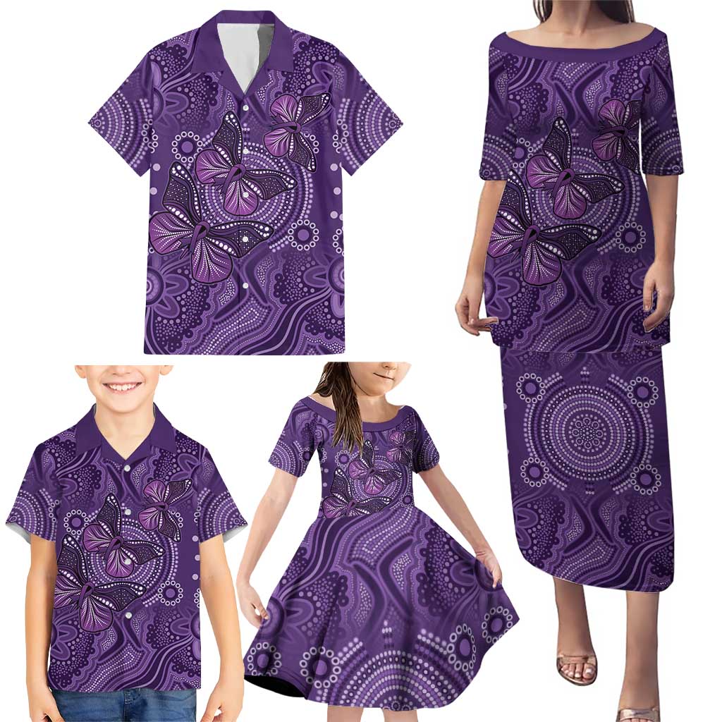 Purple Butterfly Spirit Family Matching Puletasi and Hawaiian Shirt Australian Epilepsy Awareness - Aussie Hoodie