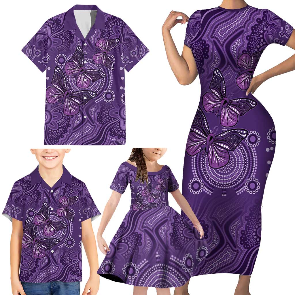 Purple Butterfly Spirit Family Matching Short Sleeve Bodycon Dress and Hawaiian Shirt Australian Epilepsy Awareness - Aussie Hoodie