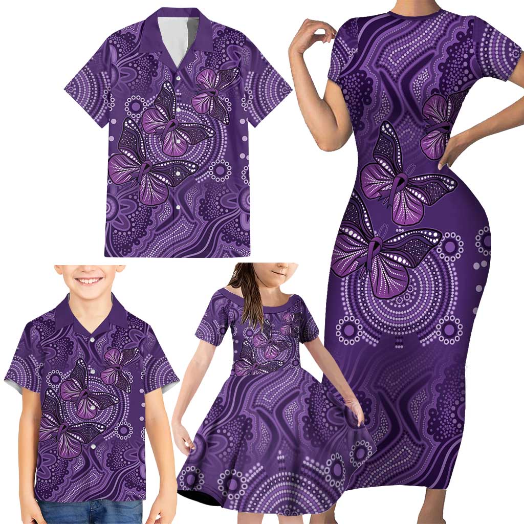 Purple Butterfly Spirit Family Matching Short Sleeve Bodycon Dress and Hawaiian Shirt Australian Epilepsy Awareness - Aussie Hoodie