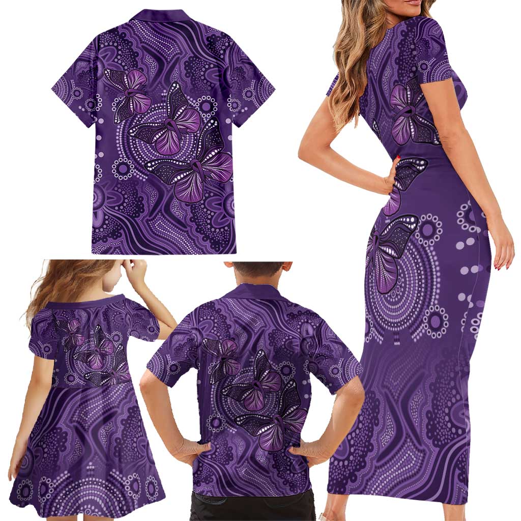 Purple Butterfly Spirit Family Matching Short Sleeve Bodycon Dress and Hawaiian Shirt Australian Epilepsy Awareness - Aussie Hoodie