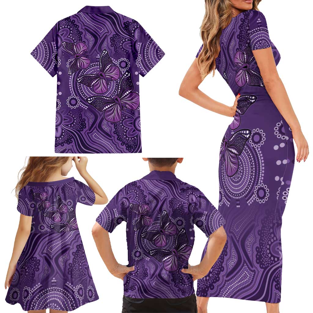 Purple Butterfly Spirit Family Matching Short Sleeve Bodycon Dress and Hawaiian Shirt Australian Epilepsy Awareness - Aussie Hoodie