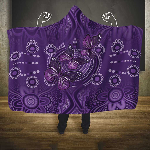 Purple Butterfly Spirit Hooded Blanket Australian Epilepsy Awareness - Aussie Hoodie