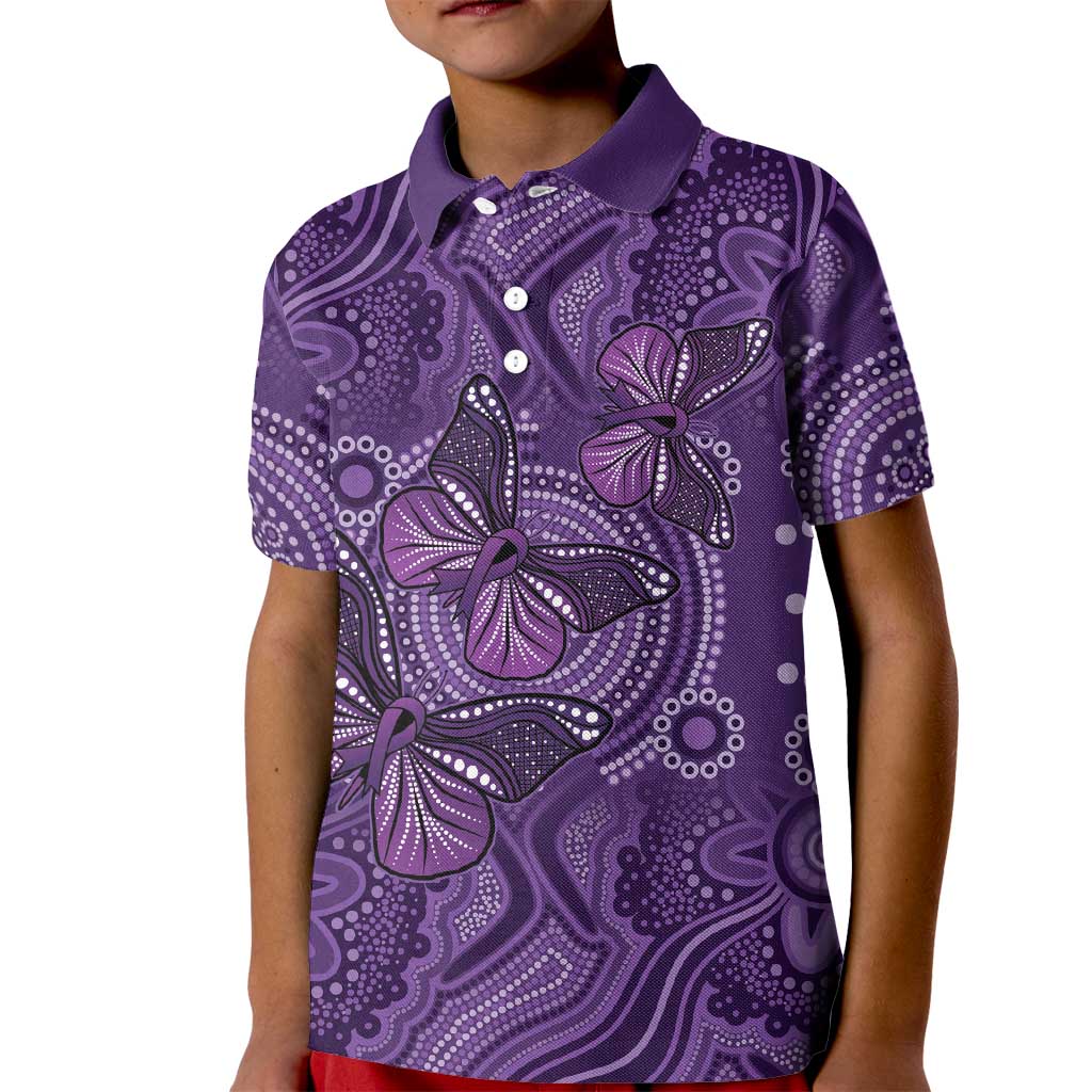 Purple Butterfly Spirit Kid Polo Shirt Australian Epilepsy Awareness - Aussie Hoodie