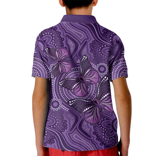 Purple Butterfly Spirit Kid Polo Shirt Australian Epilepsy Awareness - Aussie Hoodie