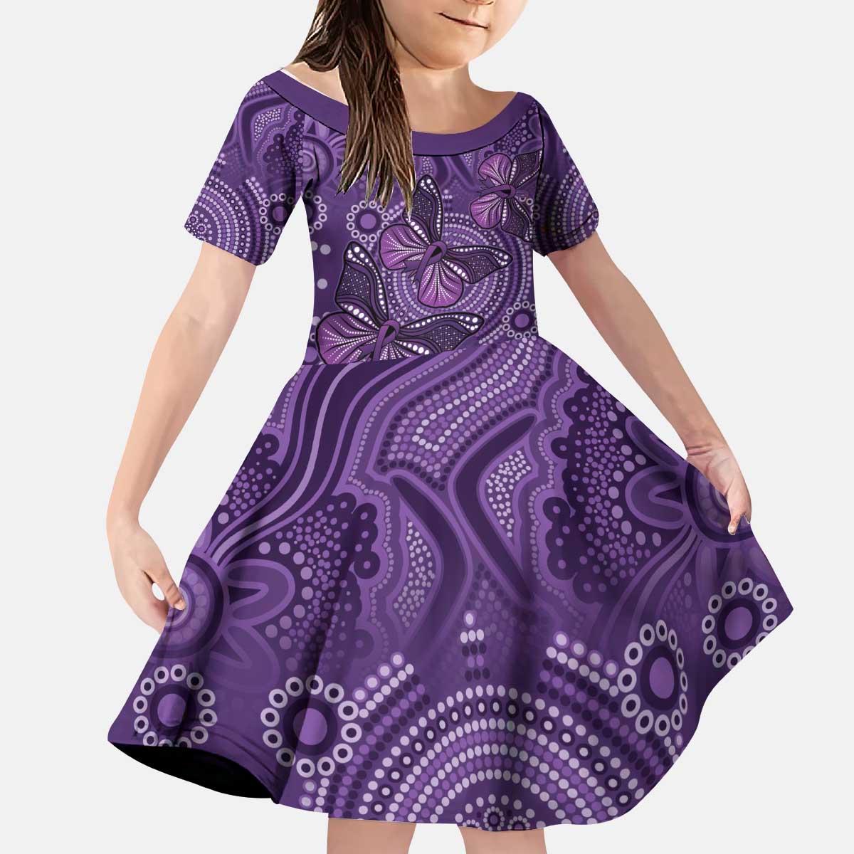 Purple Butterfly Spirit Kid Short Sleeve Dress Australian Epilepsy Awareness - Aussie Hoodie