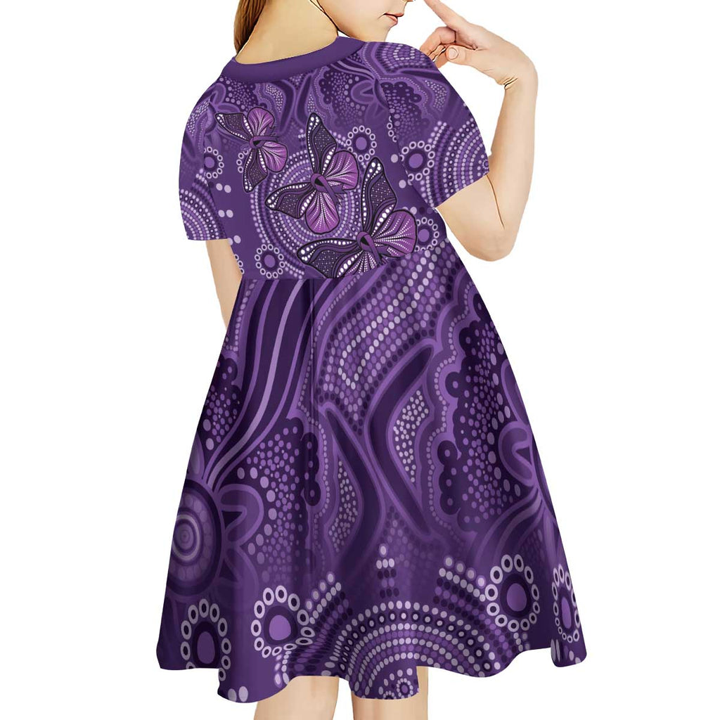 Purple Butterfly Spirit Kid Short Sleeve Dress Australian Epilepsy Awareness - Aussie Hoodie