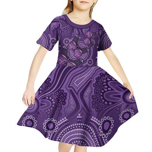 Purple Butterfly Spirit Kid Short Sleeve Dress Australian Epilepsy Awareness - Aussie Hoodie