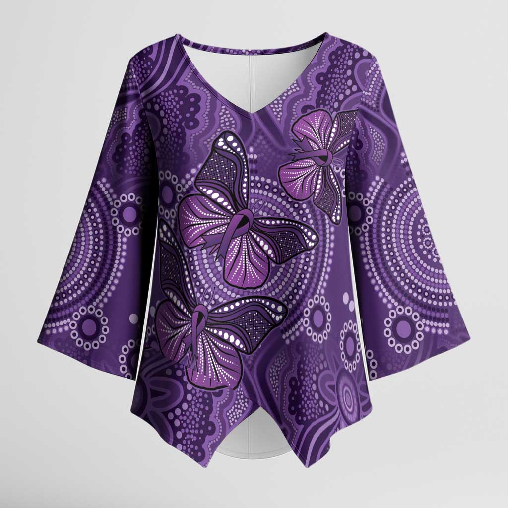 Purple Butterfly Spirit Kimono Sleeve Blouse Australian Epilepsy Awareness - Aussie Hoodie