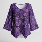 Purple Butterfly Spirit Kimono Sleeve Blouse Australian Epilepsy Awareness - Aussie Hoodie