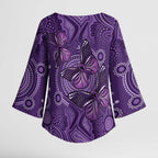 Purple Butterfly Spirit Kimono Sleeve Blouse Australian Epilepsy Awareness - Aussie Hoodie
