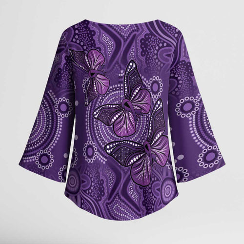Purple Butterfly Spirit Kimono Sleeve Blouse Australian Epilepsy Awareness - Aussie Hoodie