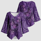 Purple Butterfly Spirit Kimono Sleeve Blouse Australian Epilepsy Awareness - Aussie Hoodie