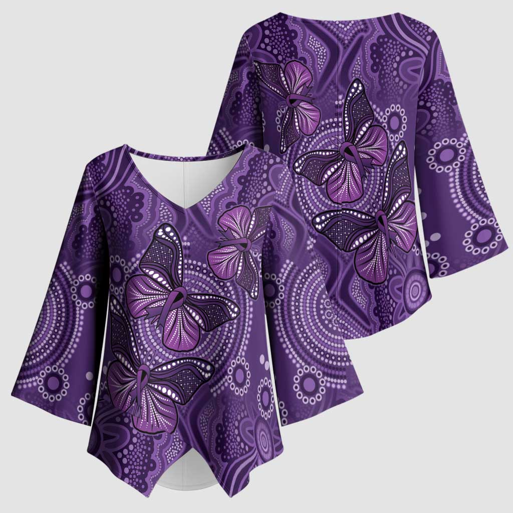 Purple Butterfly Spirit Kimono Sleeve Blouse Australian Epilepsy Awareness - Aussie Hoodie
