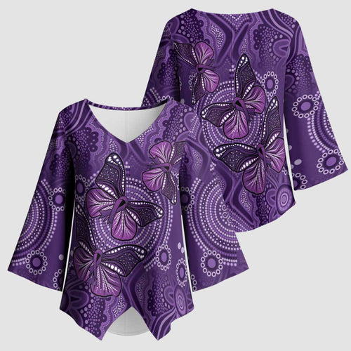 Purple Butterfly Spirit Kimono Sleeve Blouse Australian Epilepsy Awareness - Aussie Hoodie