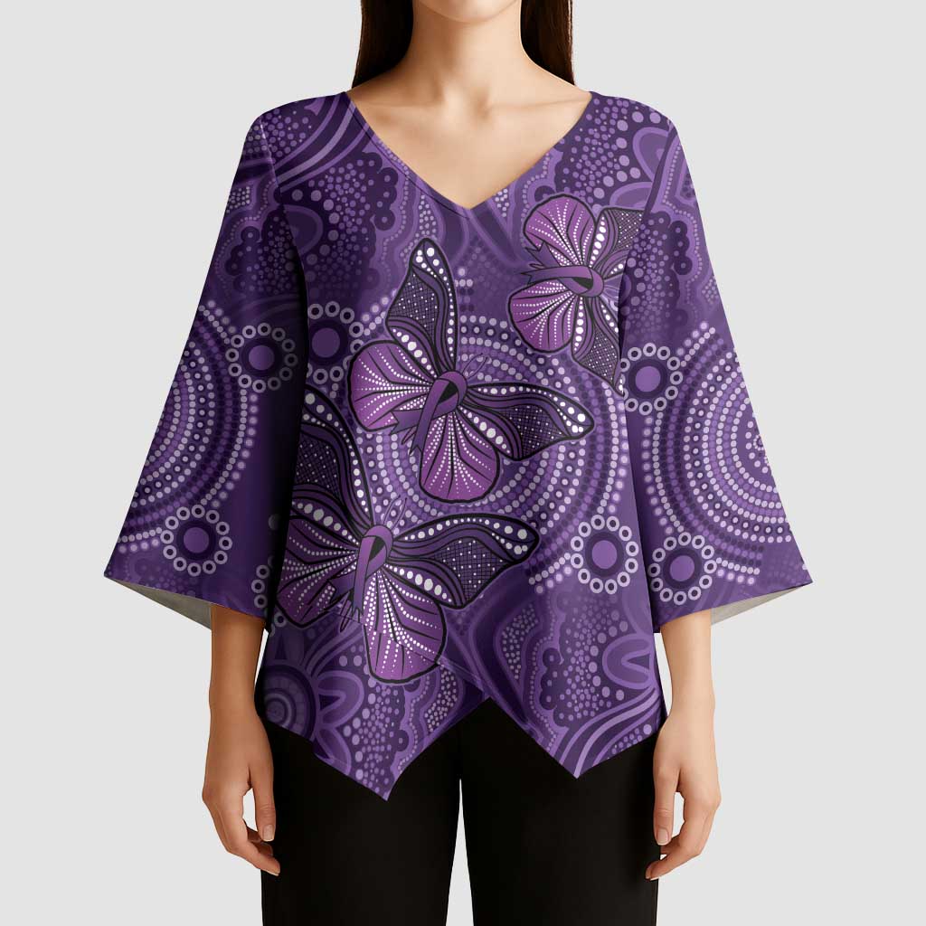 Purple Butterfly Spirit Kimono Sleeve Blouse Australian Epilepsy Awareness - Aussie Hoodie