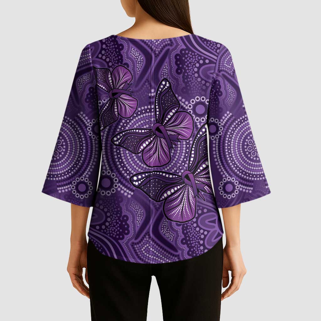 Purple Butterfly Spirit Kimono Sleeve Blouse Australian Epilepsy Awareness - Aussie Hoodie