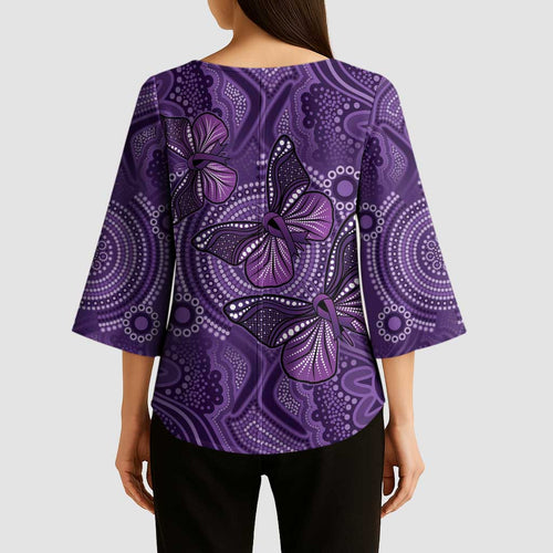 Purple Butterfly Spirit Kimono Sleeve Blouse Australian Epilepsy Awareness - Aussie Hoodie
