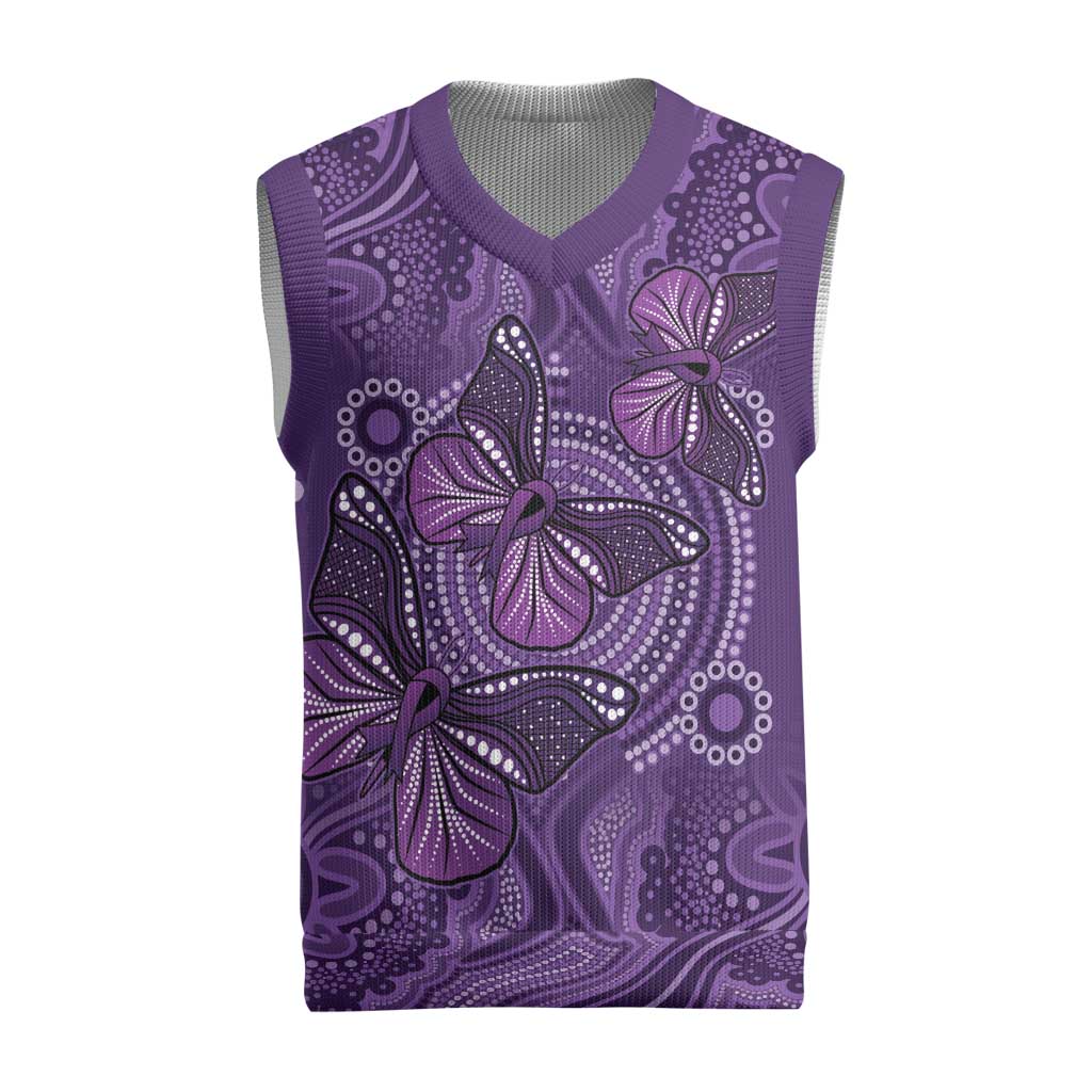 Purple Butterfly Spirit Christmas Knitted V-Neck Vest Australian Epilepsy Awareness - Aussie Hoodie