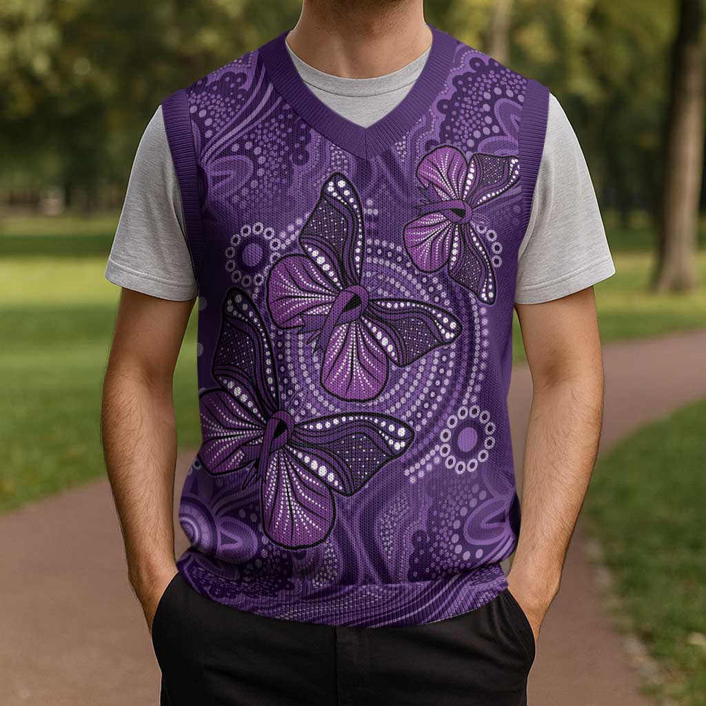 Purple Butterfly Spirit Christmas Knitted V-Neck Vest Australian Epilepsy Awareness - Aussie Hoodie
