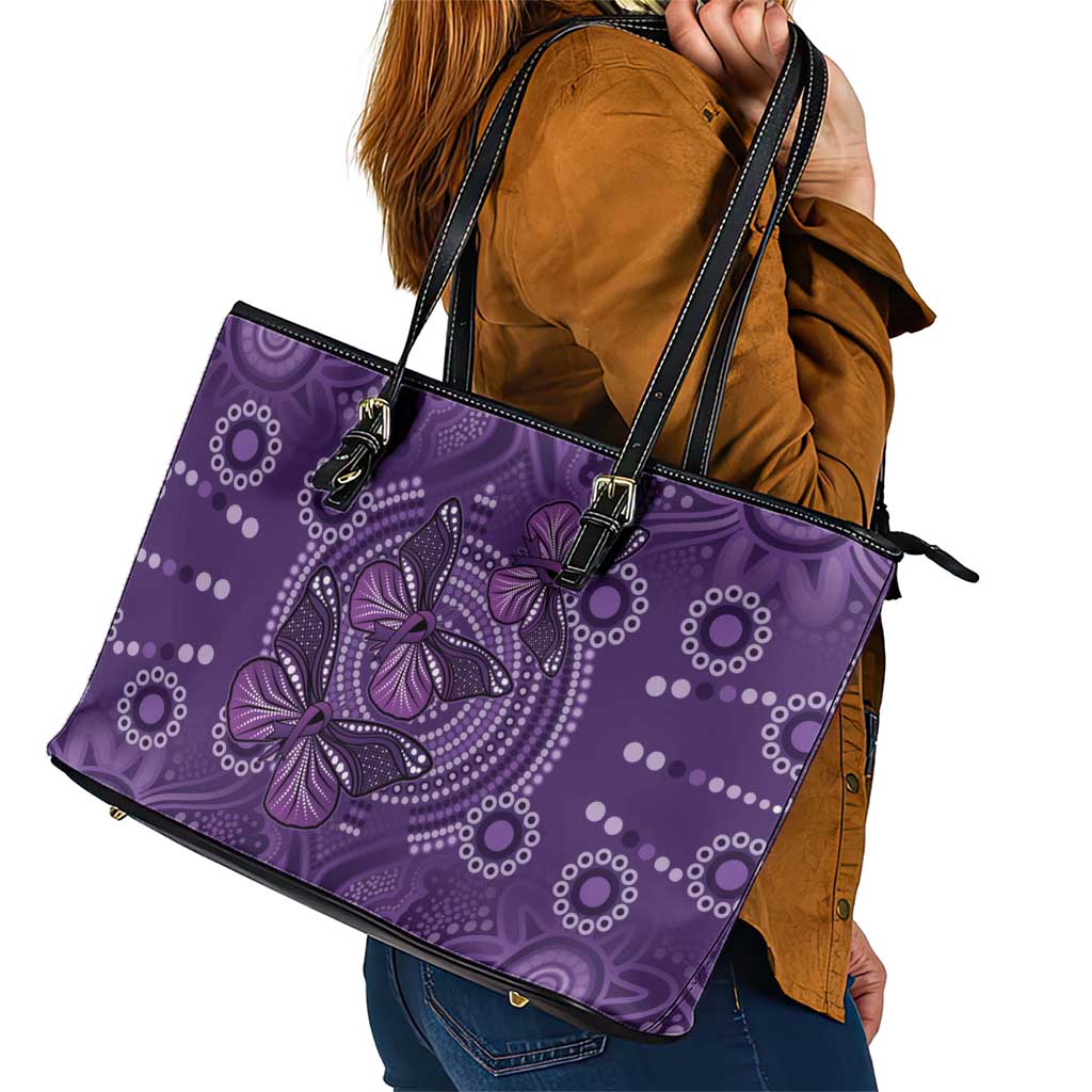 Purple Butterfly Spirit Leather Tote Bag Australian Epilepsy Awareness - Aussie Hoodie