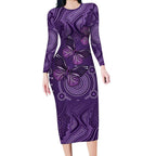 Purple Butterfly Spirit Long Sleeve Bodycon Dress Australian Epilepsy Awareness - Aussie Hoodie