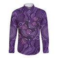 Purple Butterfly Spirit Long Sleeve Button Shirt Australian Epilepsy Awareness - Aussie Hoodie