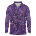 Purple Butterfly Spirit Long Sleeve Polo Shirt Australian Epilepsy Awareness - Aussie Hoodie