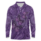 Purple Butterfly Spirit Long Sleeve Polo Shirt Australian Epilepsy Awareness - Aussie Hoodie