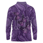 Purple Butterfly Spirit Long Sleeve Polo Shirt Australian Epilepsy Awareness - Aussie Hoodie