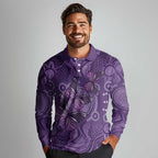 Purple Butterfly Spirit Long Sleeve Polo Shirt Australian Epilepsy Awareness - Aussie Hoodie