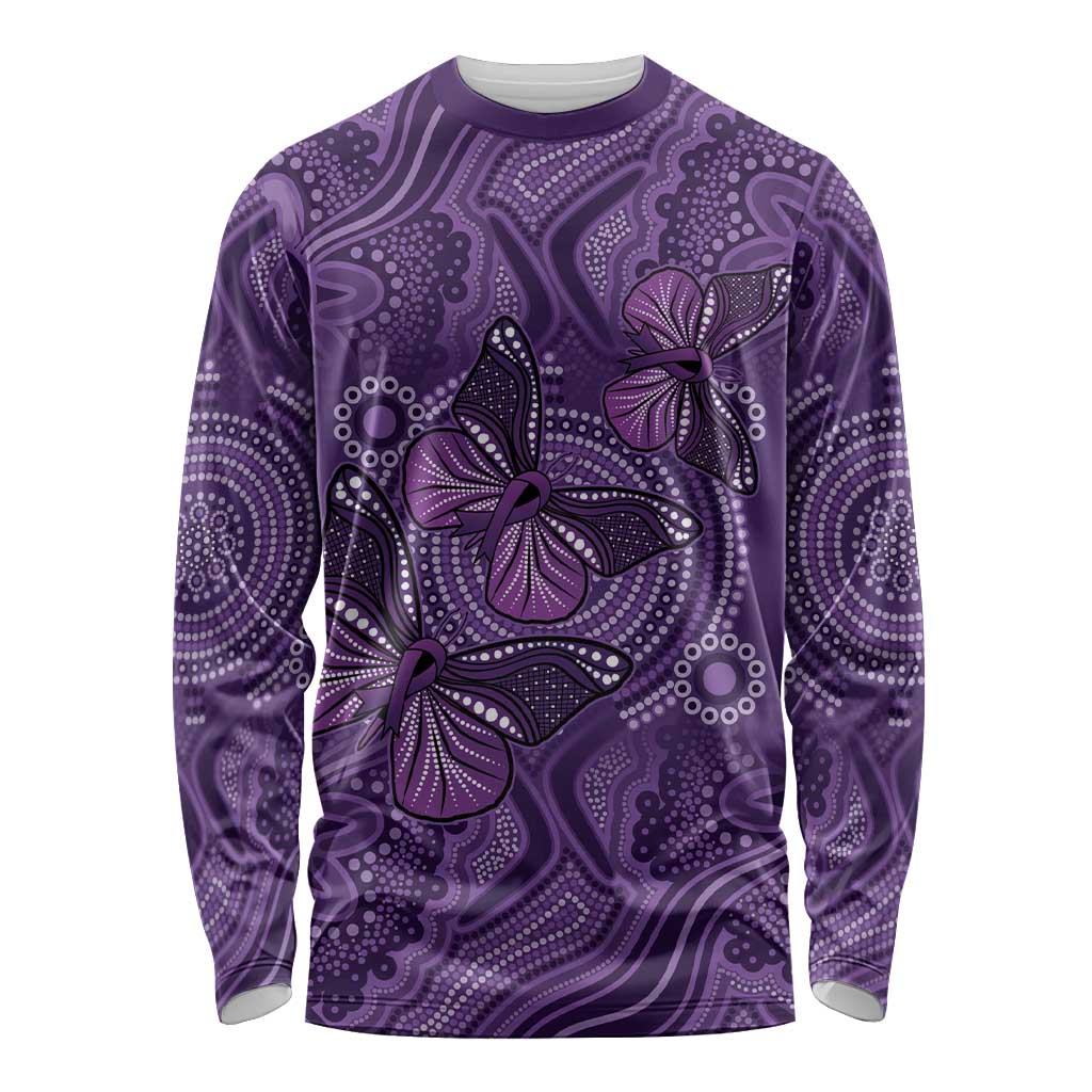 Purple Butterfly Spirit Long Sleeve Shirt Australian Epilepsy Awareness - Aussie Hoodie