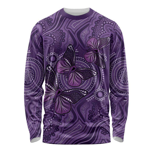Purple Butterfly Spirit Long Sleeve Shirt Australian Epilepsy Awareness - Aussie Hoodie