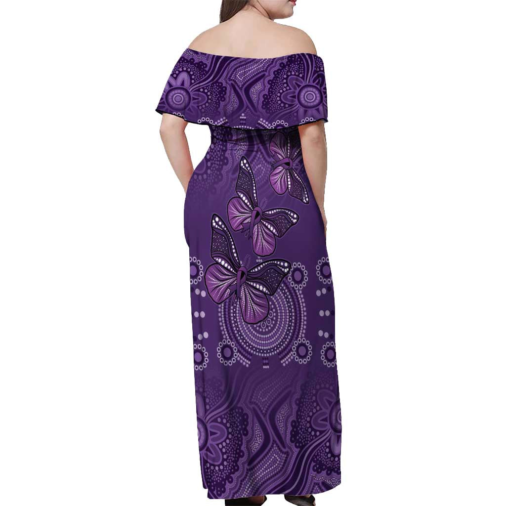 Purple Butterfly Spirit Off Shoulder Maxi Dress Australian Epilepsy Awareness - Aussie Hoodie